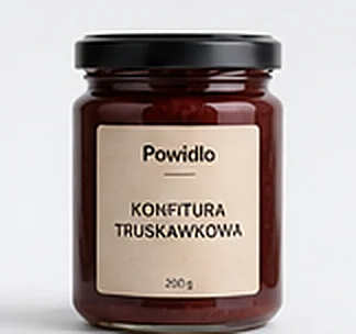 Słoik dżemu truskawkowego